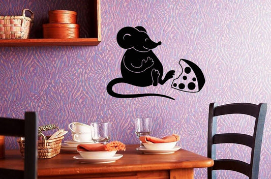 Wall Stickers Vinyl Decal For Kitchen Mouse Cheese Funny Animal ig1541