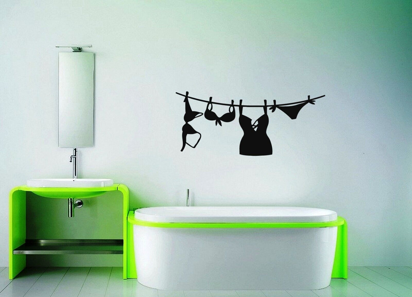 Wall Stickers Vinyl Decal For Bathroom Lingerie Washing Woman ig1530