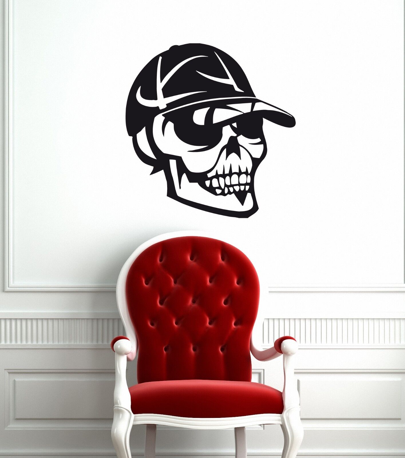 Wall Vinyl Decal Skull in Head Funny Gangster Decor ig1509