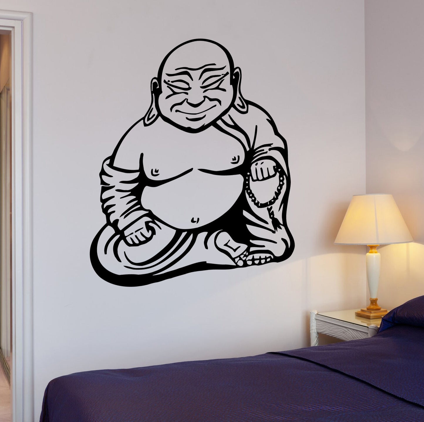 Wall Stickers Happy Buddha Buddhism Yoga Mantra Meditation Vinyl Decal (ig1476)