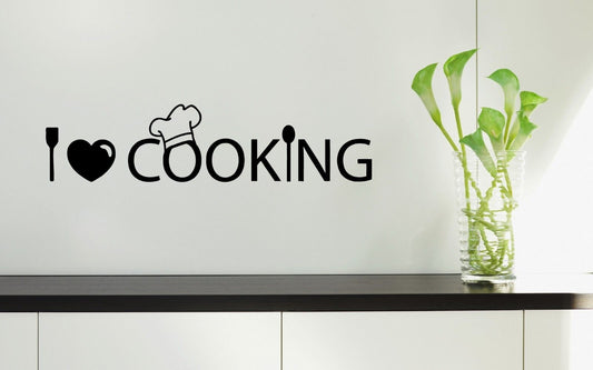 Wall Stickers Vinyl Decal Kitchen I Love  Cooking Chef ig1449