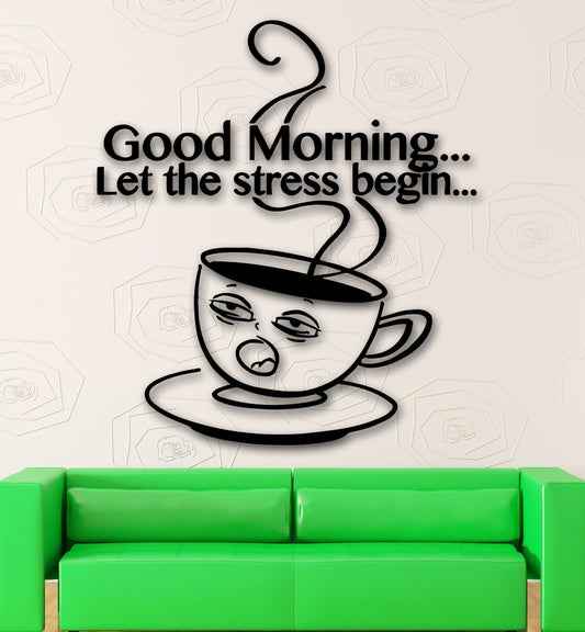 Wall Stickers Vinyl Decal Kitchen Cafe Coffee Good Morning Quote Decor (ig1446)