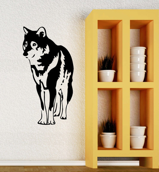 Stickers muraux loup animal prédateur chambre tribale art mural vinyle décalque (ig1444)