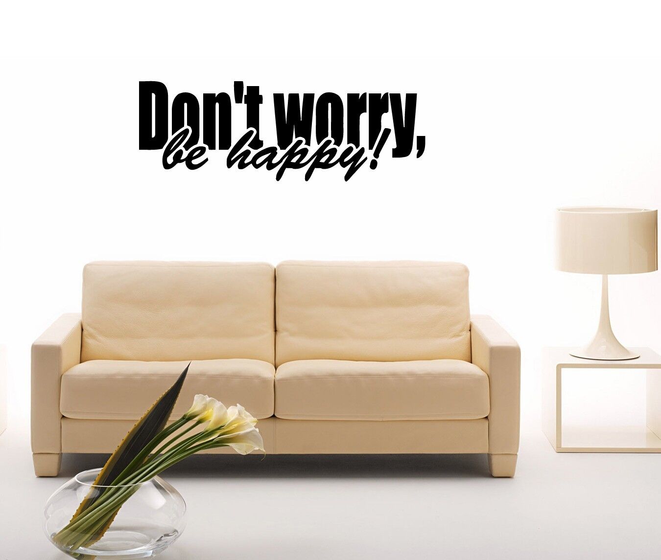 Wandaufkleber, Vinyl, Zitat „Don't Worry Be Happy“, Bob Marley, ig1431