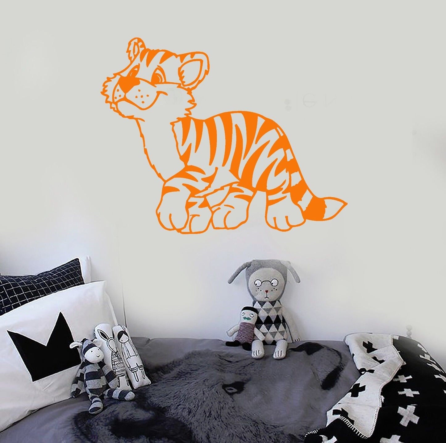 Wandaufkleber, Vinyl, Tiger, Kinderzimmer, Cartoon, Tier, ig1426