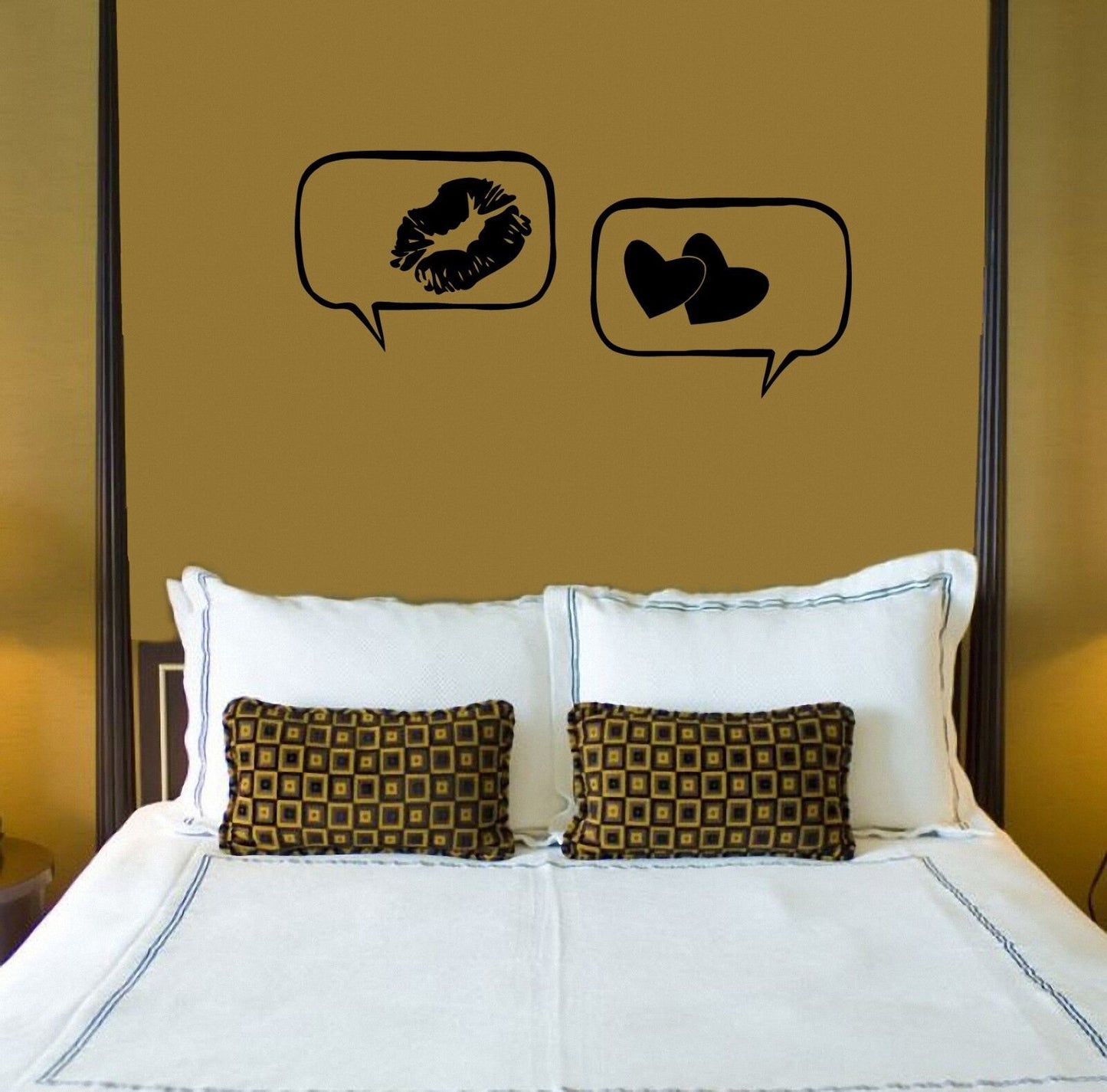 Wall Stickers Vinyl Decal Bedroom Romantic Love Heart Kiss ig1423