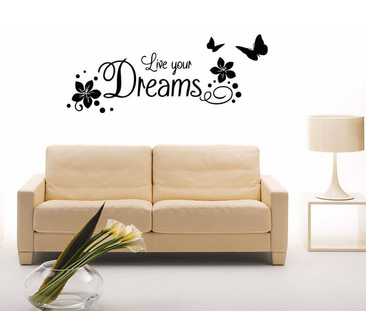 Wall Stickers Vinyl Decal Quote Live Your Dreams Home Decor ig1417