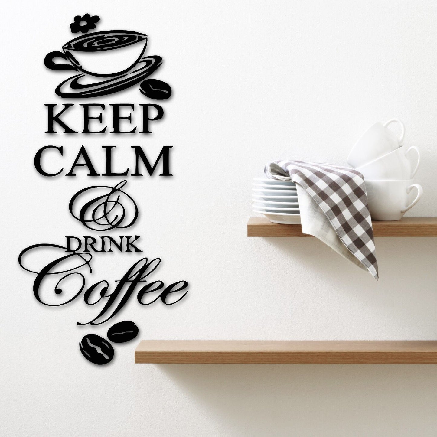 Wandaufkleber, Vinyl, Aufkleber, Küche, Zitat „Keep Calm and Drink Coffee“, ig1402