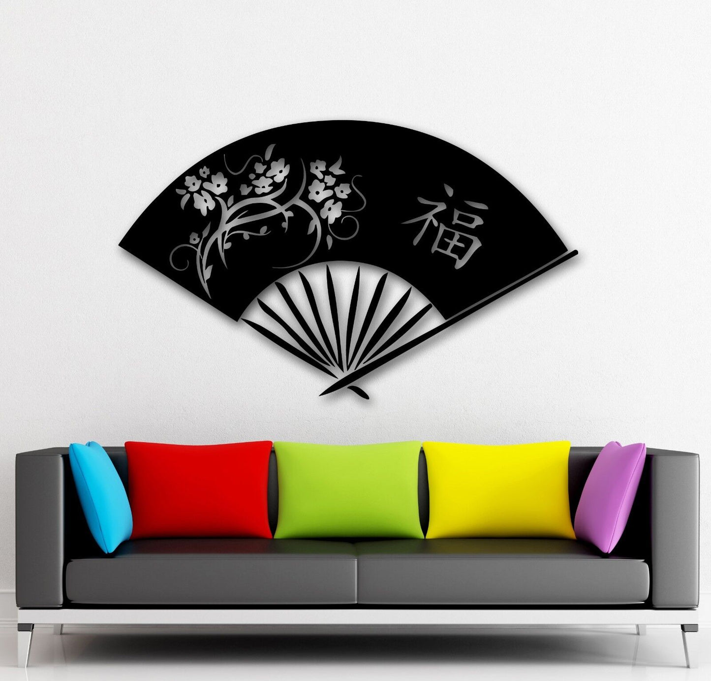 Wall Stickers Vinyl Decal Hand Fan Oriental Chinese Characters (ig1400)