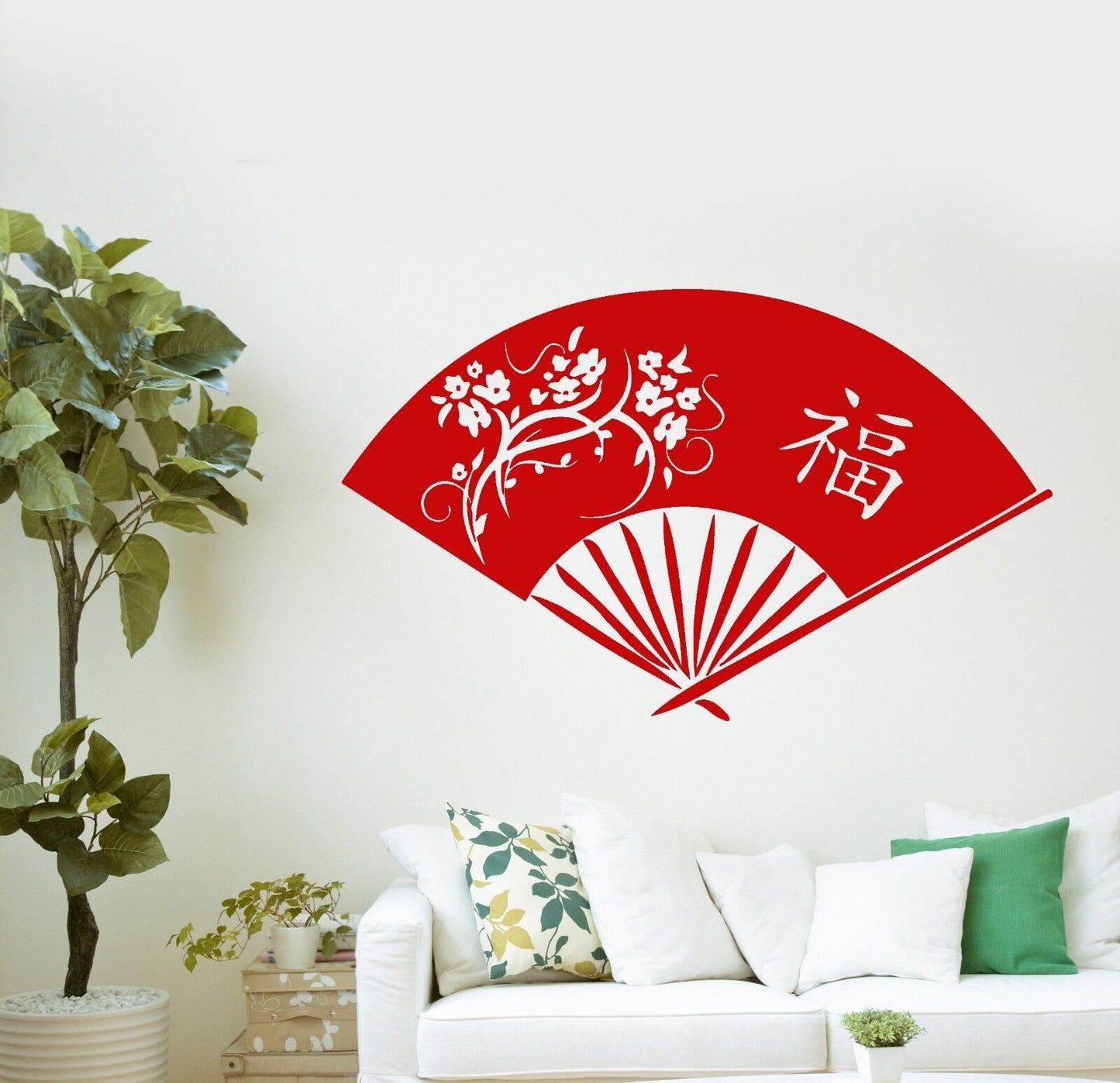 Wall Stickers Vinyl Decal Hand Fan Oriental Chinese Characters (ig1400)