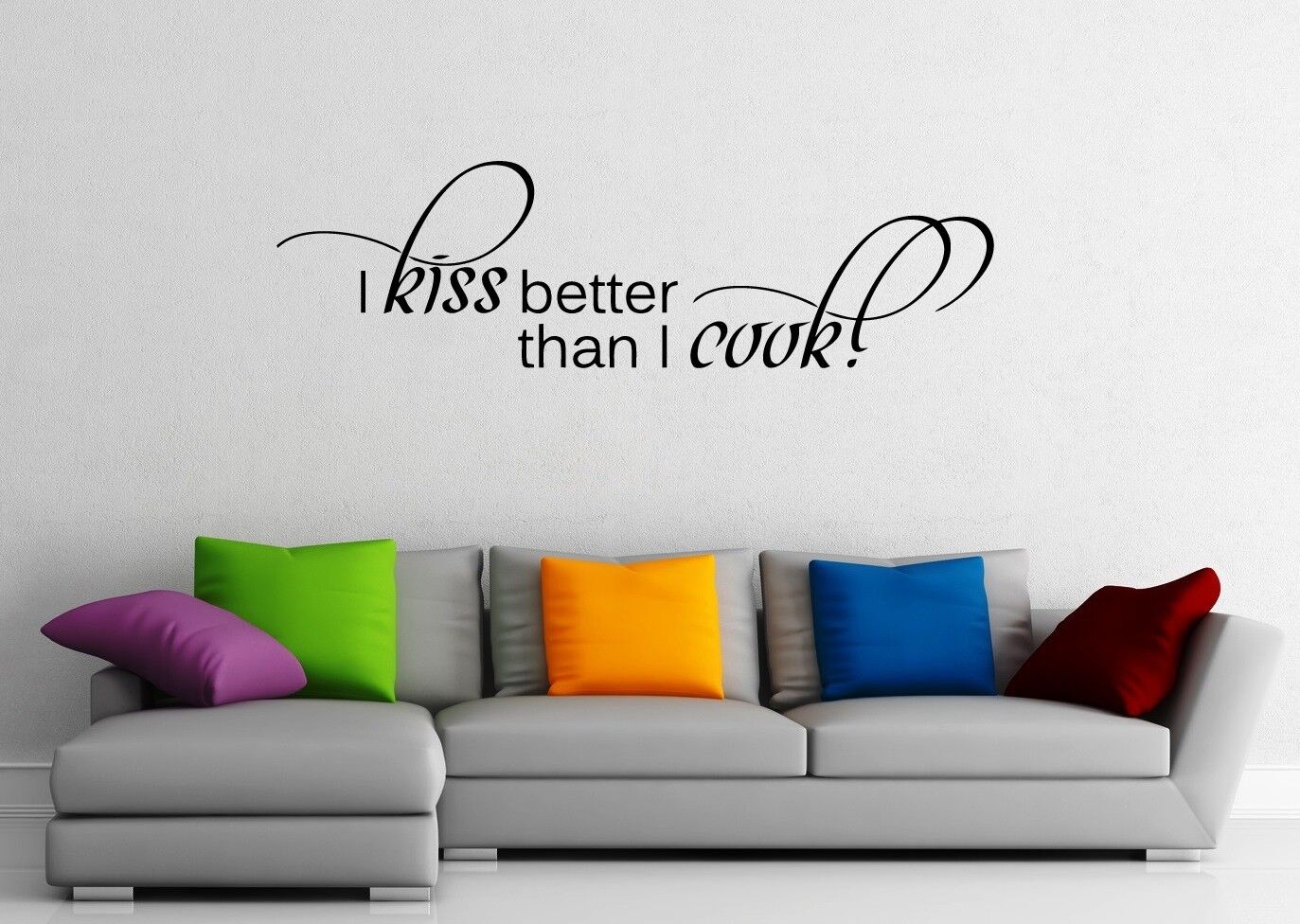 Wall Stickers Vinyl Decal Kitchen Quote Housewife Kiss Better Than I Cook ig1393