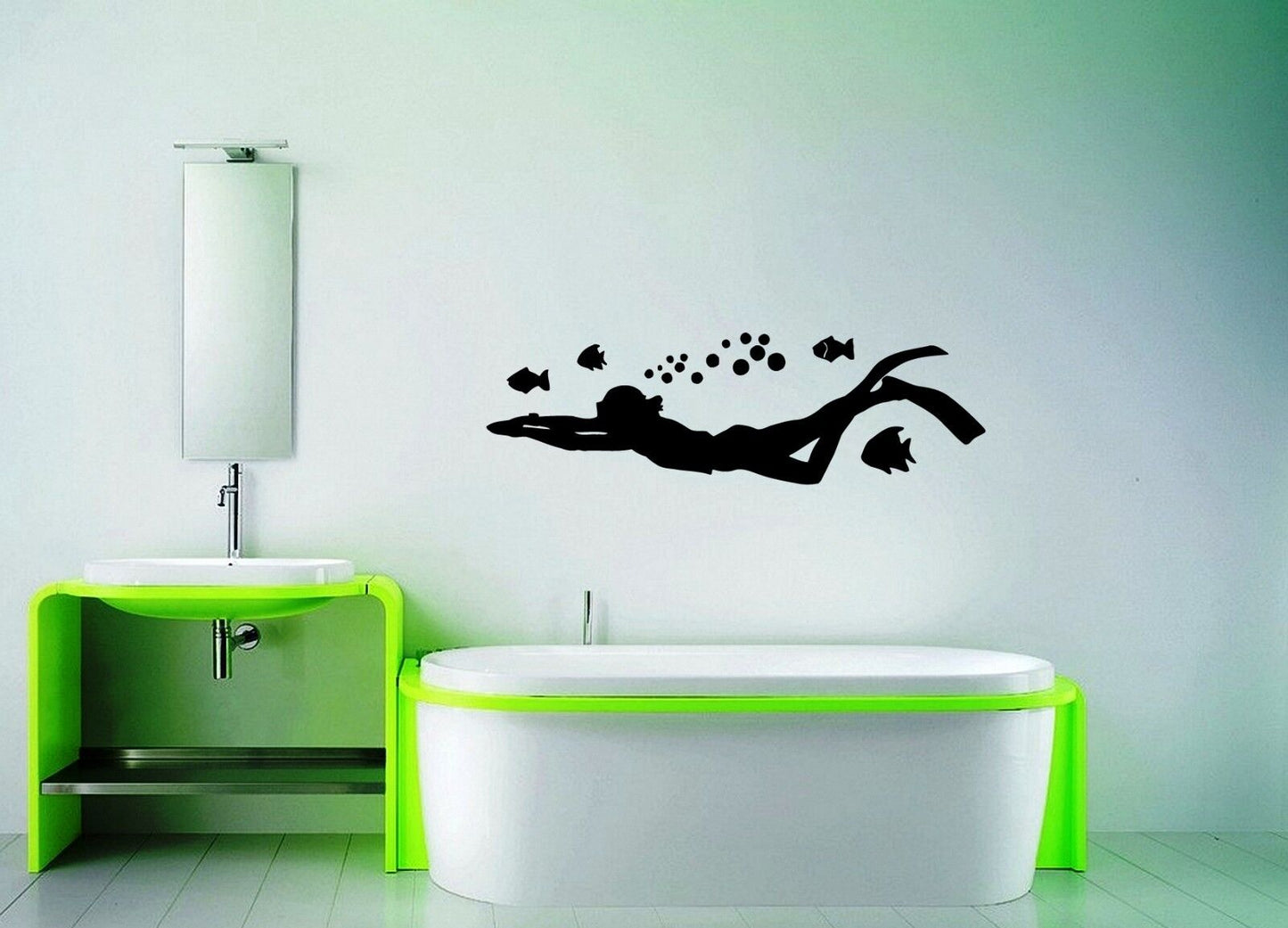 Wall Stickers Vinyl Decal For Bathroom Diving Diver Ocean Marine ig1383