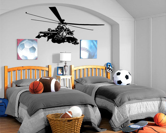 Helicopter Chopper Military Airforce Wall MURAL Vinyl Art Sticker Kids Room M039