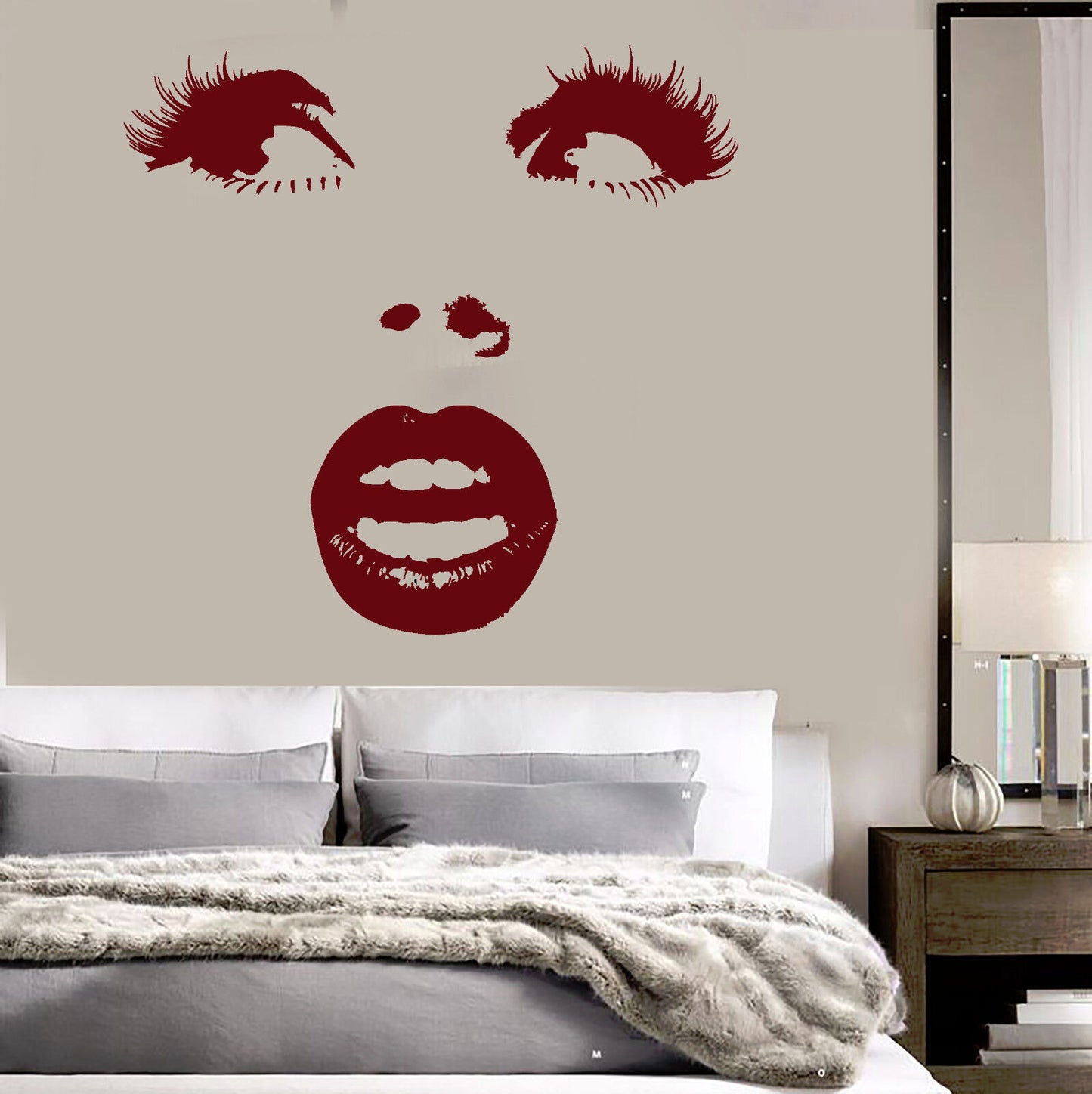 Wall Sticker Vinyl Decal Beautiful Woman Face Surprised Eye Lips Makeup (ig1364)