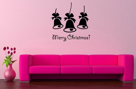 Wall Stickers Vinyl Decal Merry Christmas Bells Holidays ig1344