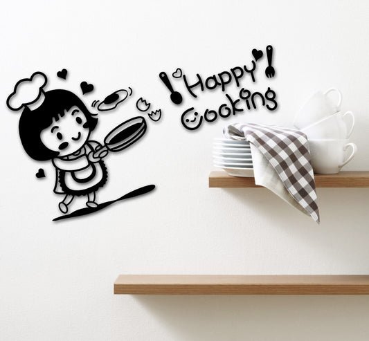 Wall Stickers Vinyl Decal for Kitchen Chef Happy Cooking Restaurant ig1338