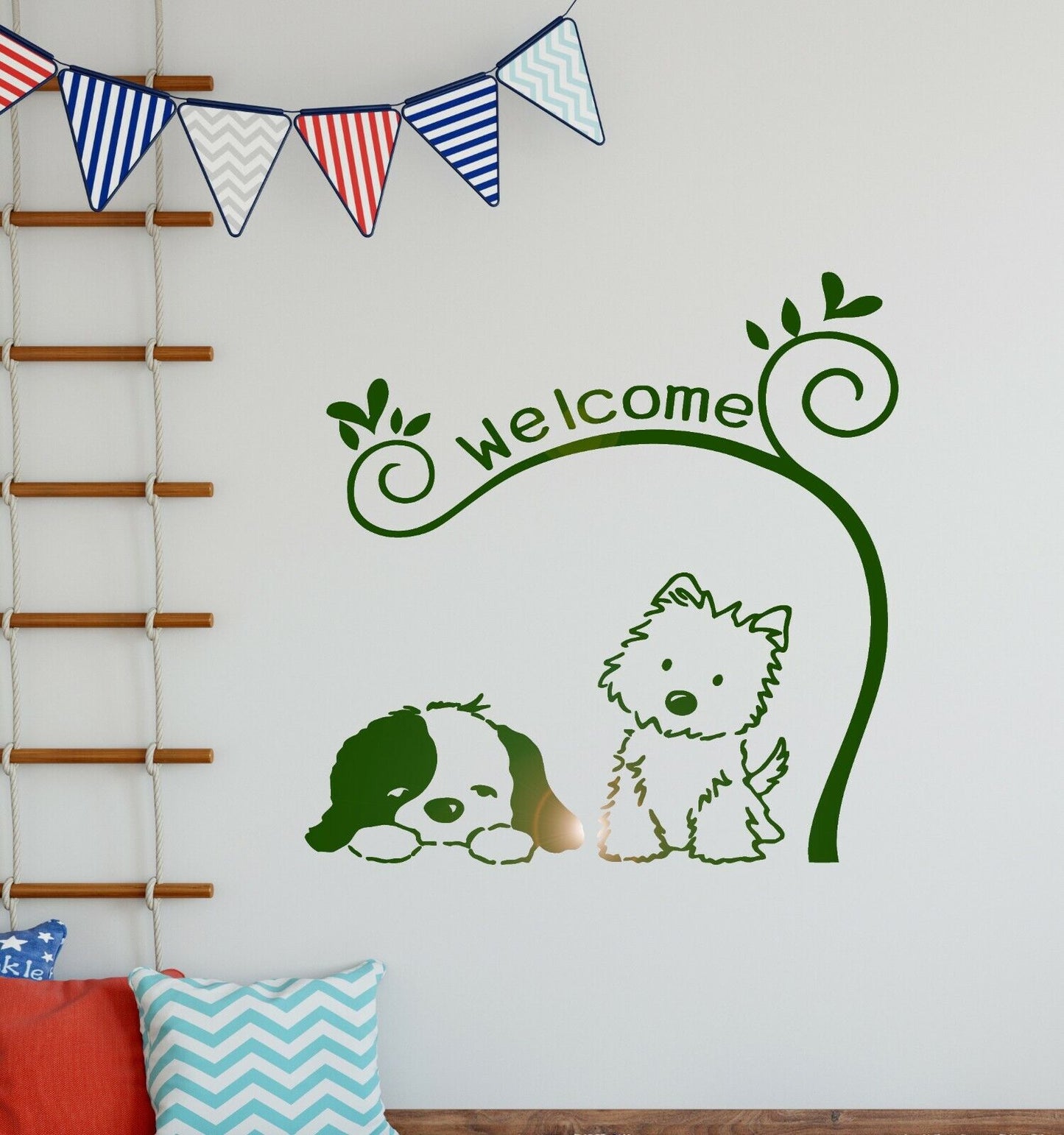 Autocollant mural en vinyle pour chien, Animal de compagnie, bienvenue pour chambre d'enfants, autocollants de toilettage (ig1337)