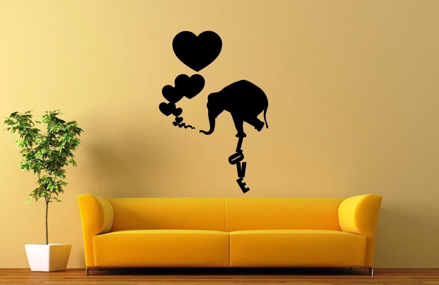 Wall Stickers Vinyl Decal Romantic Love Heart Elephant ig1333