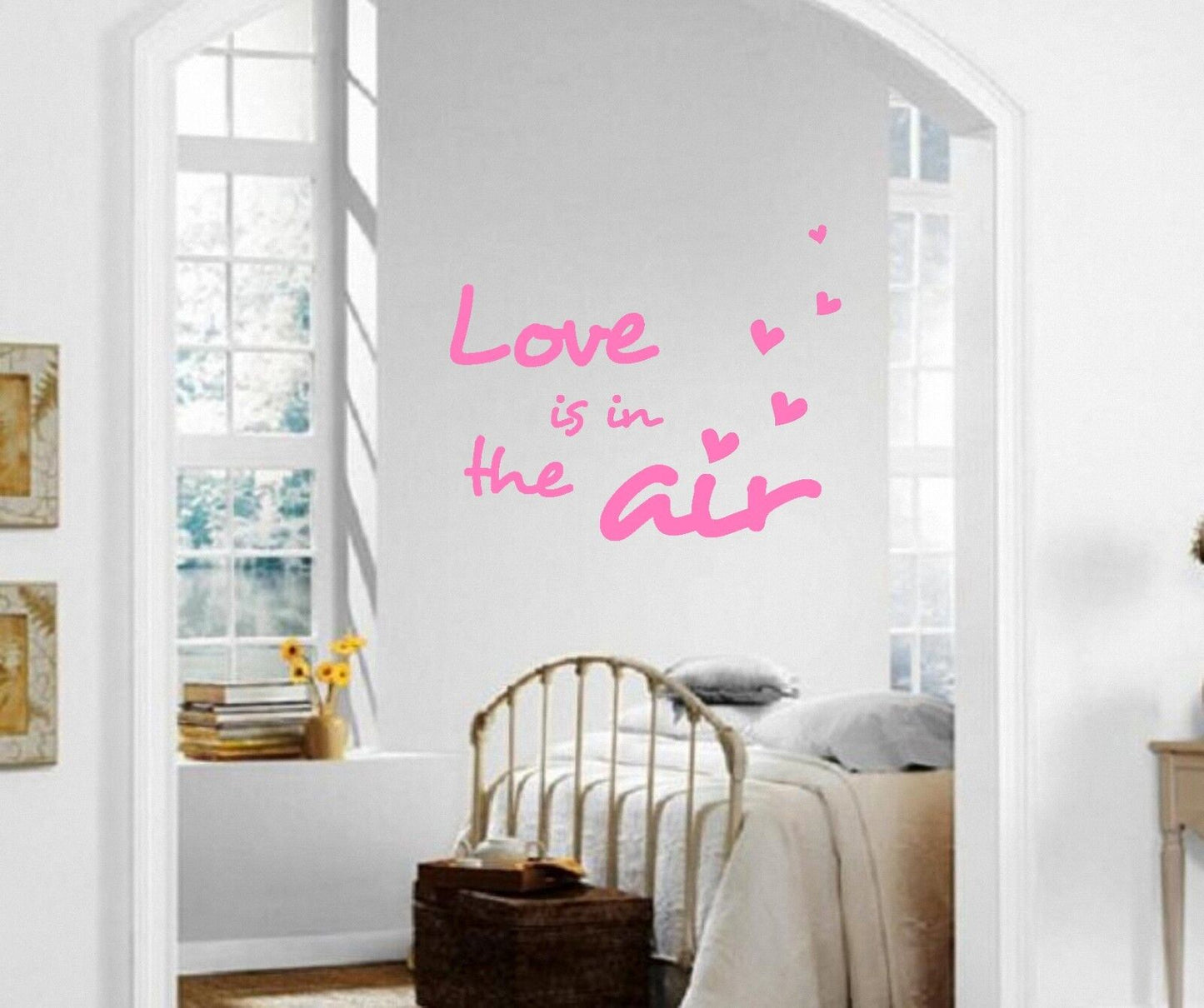 Wandaufkleber, Vinyl, Zitat „Love is in the Air“ für Schlafzimmer, ig1316