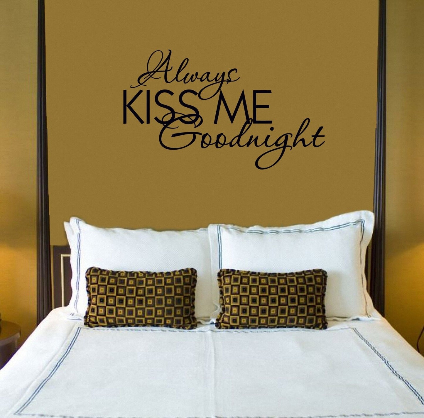 Wall Stickers Vinyl Decal Quote Bedrooms Always Kiss Me Goodnight ig1315