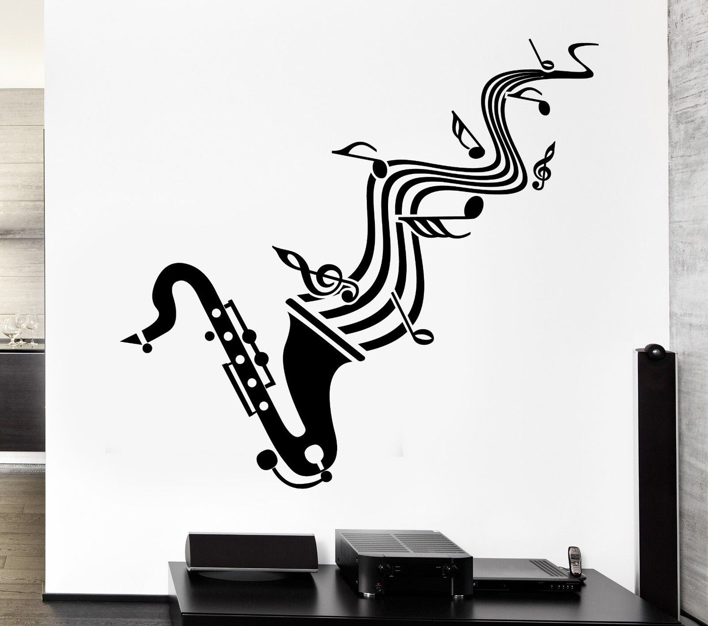 Wall Sticker Vinyl Decal Saxophone Sheet Music Jazz Blues Lover (ig1295)