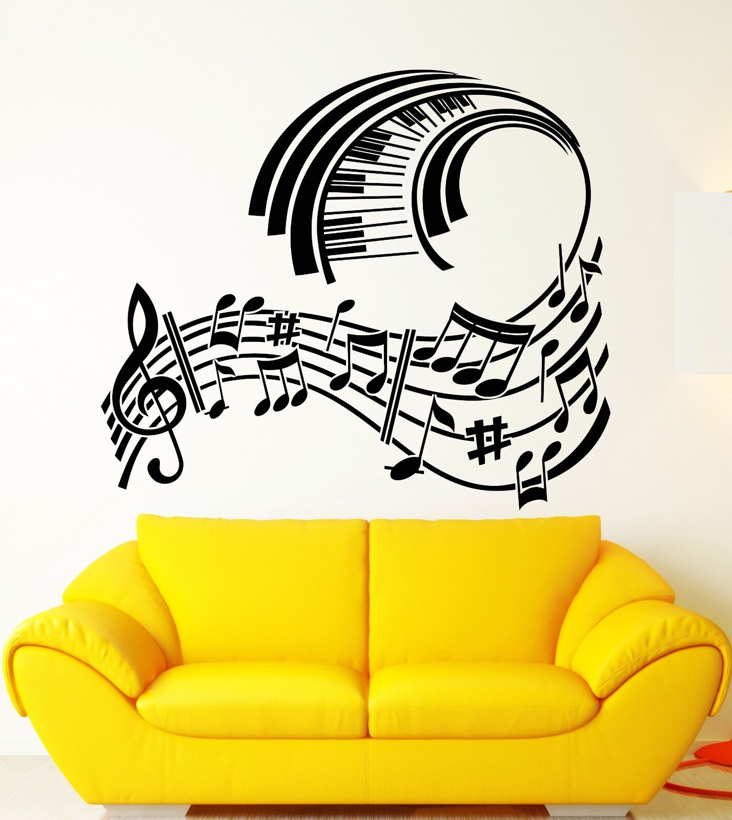 Wall Sticker Vinyl Decal Piano Sheet Music Modern Style Room Decor (ig1271)