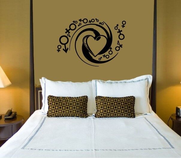 Autocollant mural en vinyle pour chambres à coucher, cœur d'amour romantique ig1265