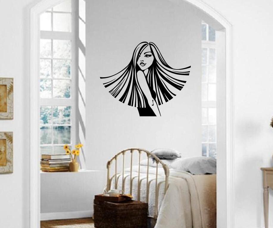 Wall Sticker Vinyl Decal Beautiful Fashion Girl Hair Style ig1256