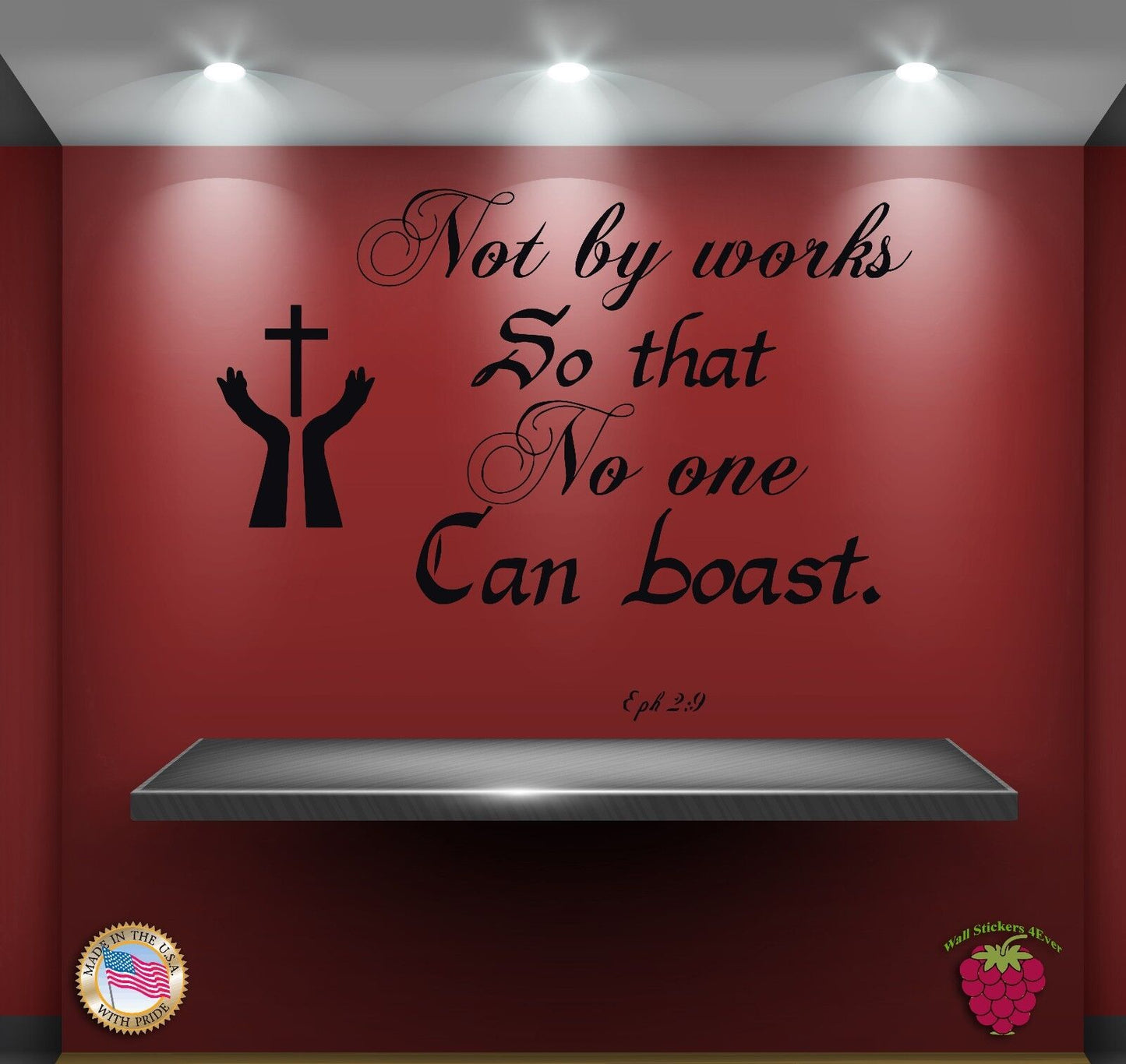 Wall Stickers Religion Bible Quote Verse Eph 2:9: not by works zz028