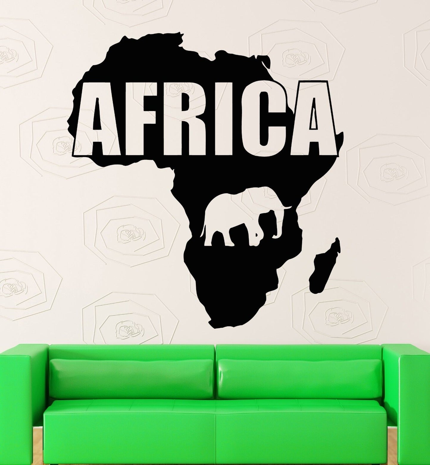 Autocollant mural en vinyle, carte, animaux, continent, géographie, décor (ig1212)