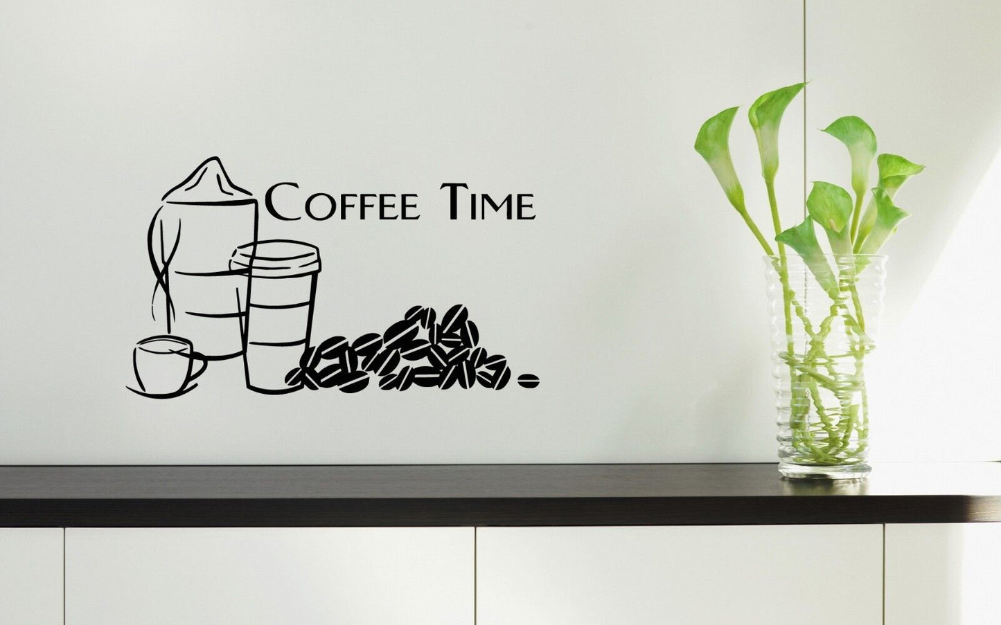 Vinyl Wall Decal Quotes for Kitchen Coffee Time Great Decor Stickers (ig1194)