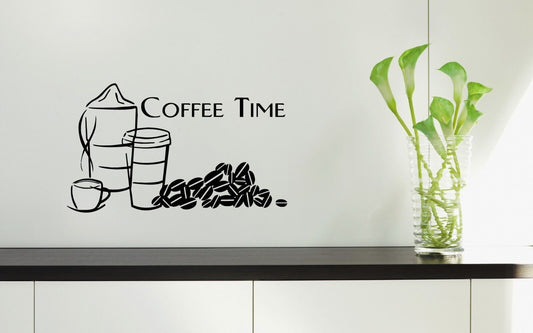 Vinyl Wall Decal Quotes for Kitchen Coffee Time Great Decor Stickers (ig1194)