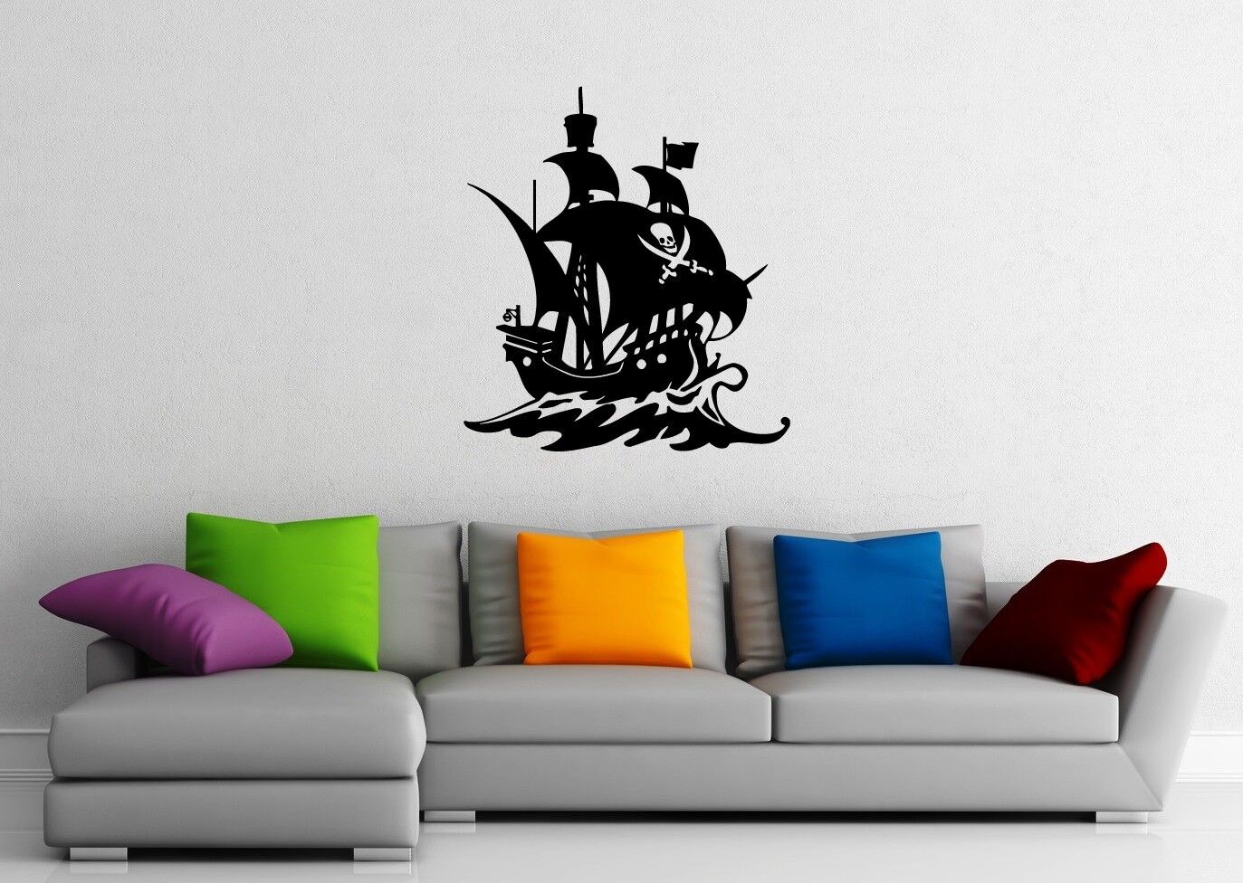 Autocollant mural en vinyle pour chambre d'enfant, bateau de pirates, océan, Marine pour enfants (ig1191)