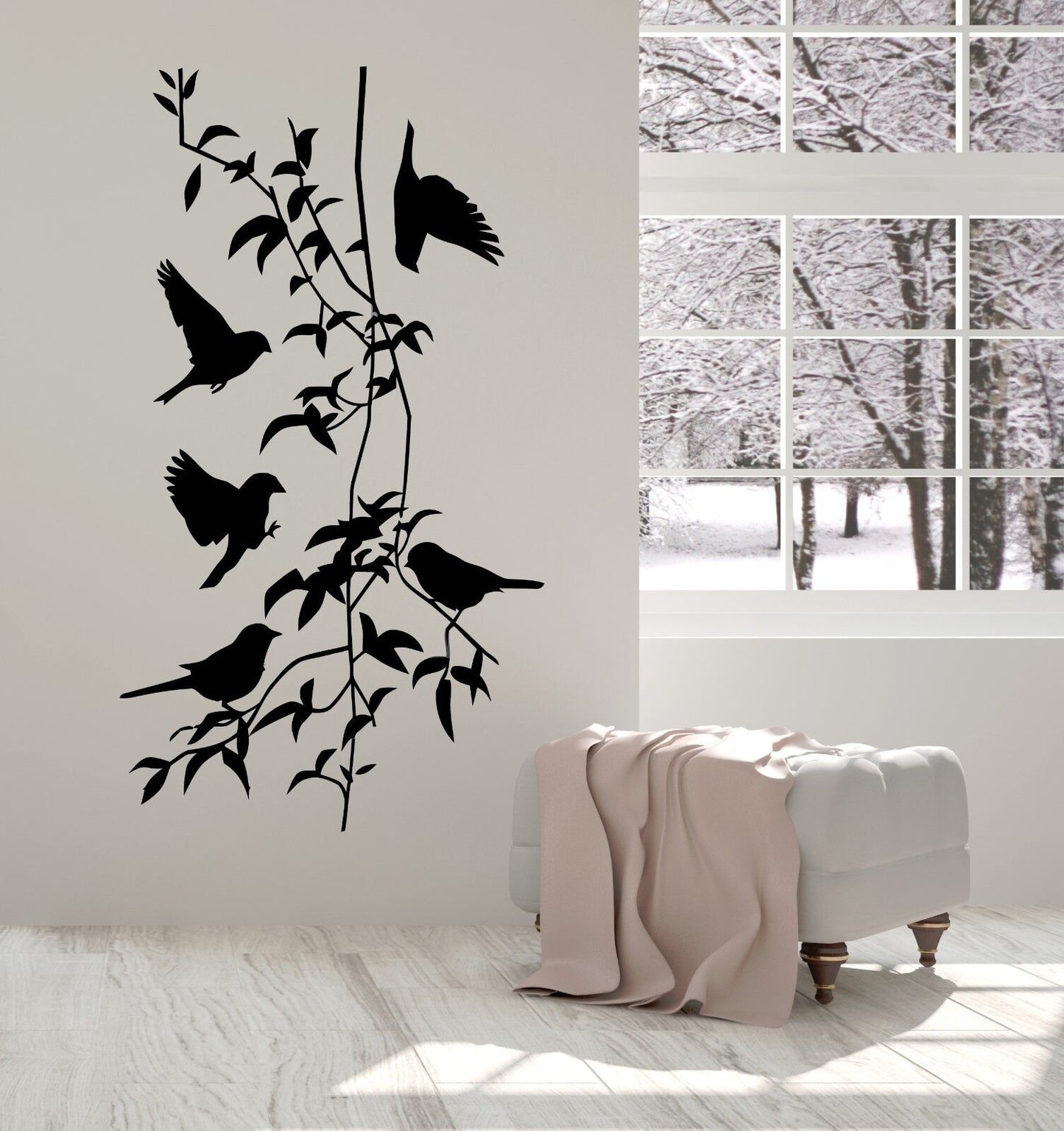 Autocollants muraux en vinyle, Branches d'oiseaux, décor le plus cool pour le salon (ig1185)