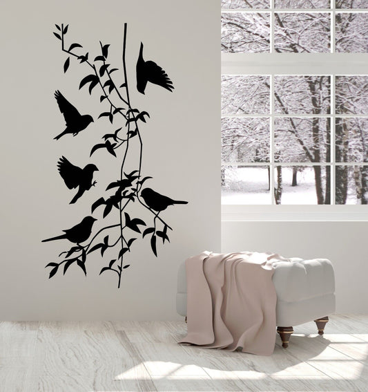 Vinyl Wall Decal Birds Branches Coolest Decor For Living Room Stickers (ig1185)