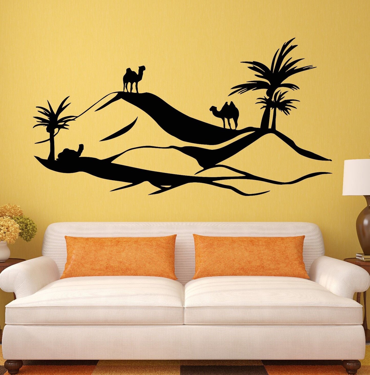 Wall Sticker Vinyl Decal Palm Desert Landscape Camel for Living Room (ig1184)