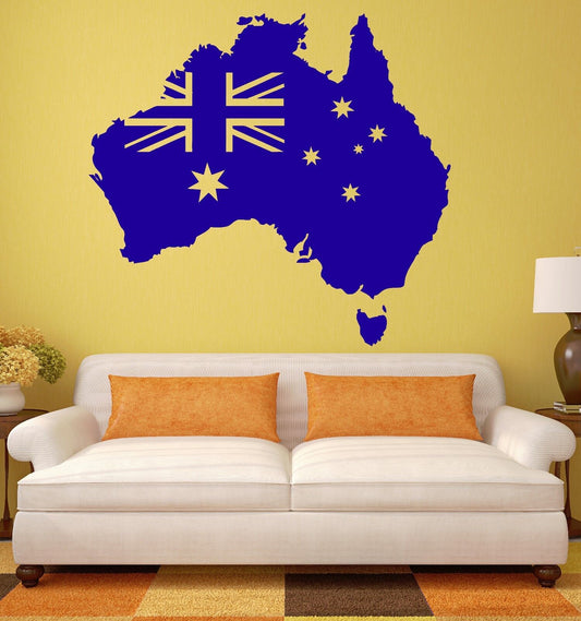 Vinyl Wall Decal Australian Flag Australia Country Map Stickers Murals (ig1181)