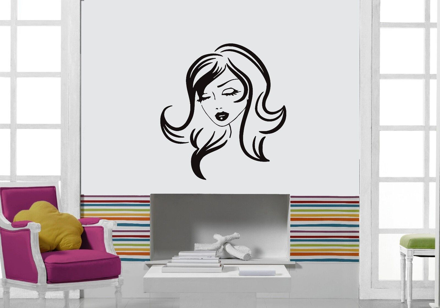 Wall Sticker Vinyl Decal Beautiful Girl Hair Hairstyle Beauty Salon (ig1119)