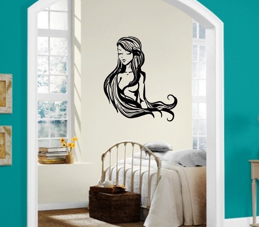 Wall Stickers Vinyl Decal Naked Hot Sexy Girl Beautiful Long Hair ig1114