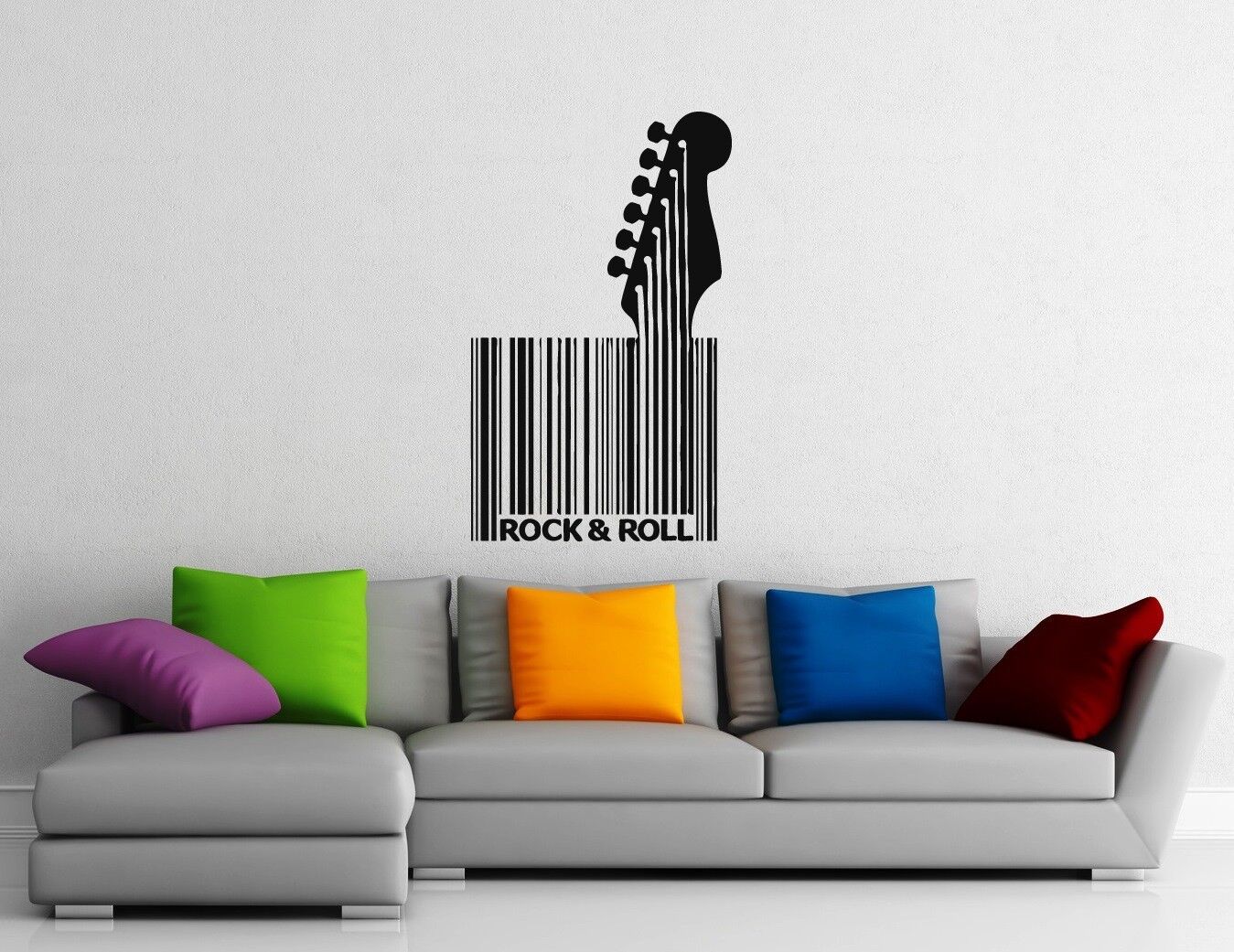 Wall Stickers Vinyl Decal Guitar Rock n Roll Music Barcode Room Decor (ig1066)