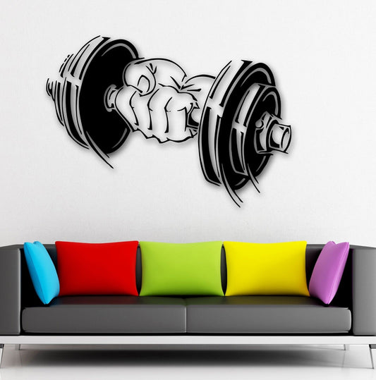 Vinyl Decal Dumbbell Muscled Sport Gym Arm Fitness Wall Stickers (ig1063)