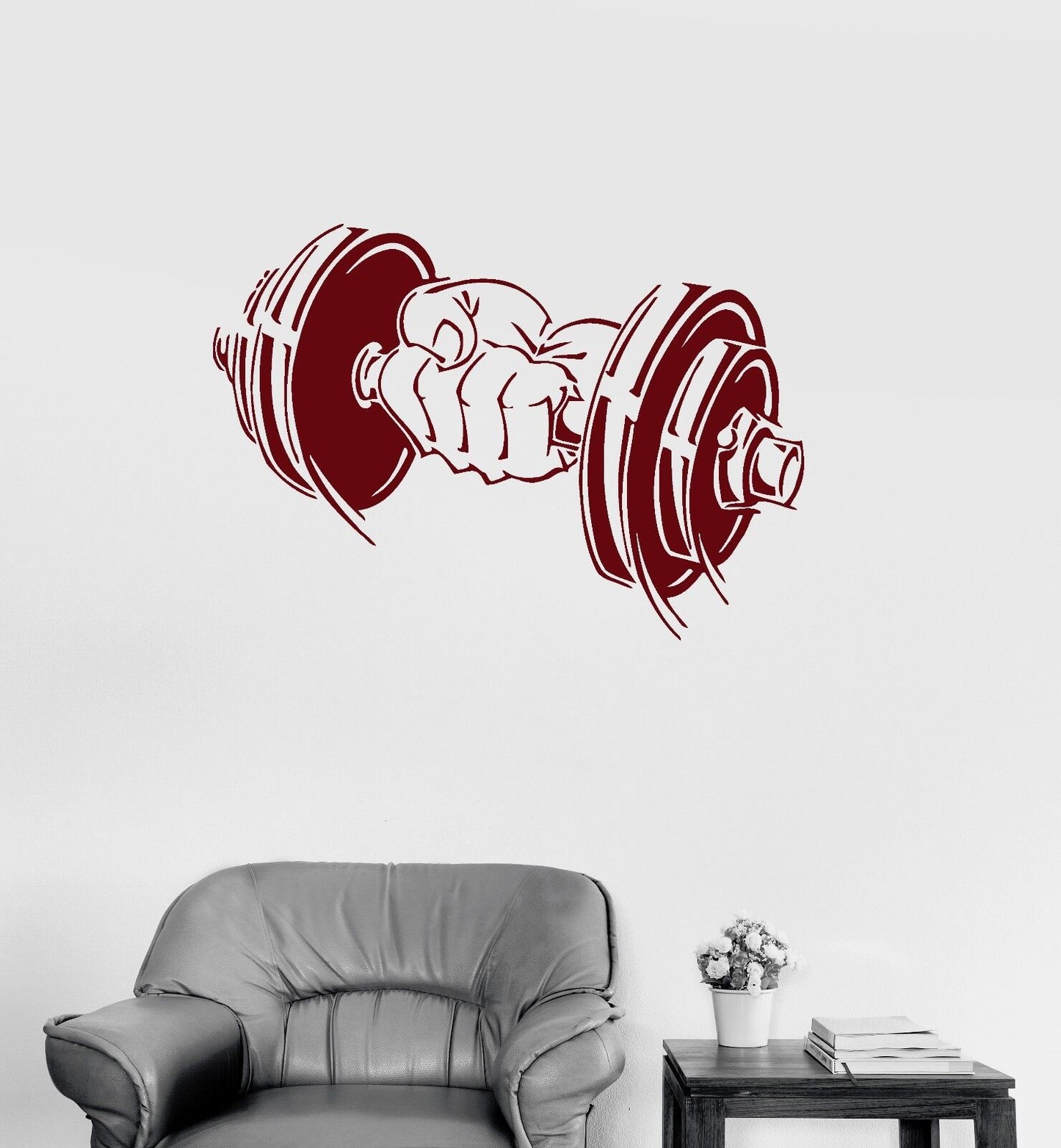 Vinyl Decal Dumbbell Muscled Sport Gym Arm Fitness Wall Stickers (ig1063)