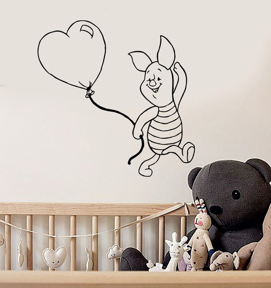 Wandaufkleber, Vinyl, Winnie The Pooh, Cartoon, Ferkel, Kinder, Babyzimmer (ig1040)