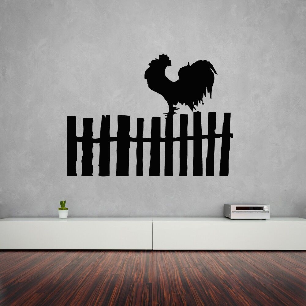 Wall Stickers Vinyl Decal Rooster Bird Farm Village Fence Nice Decor (ig990)