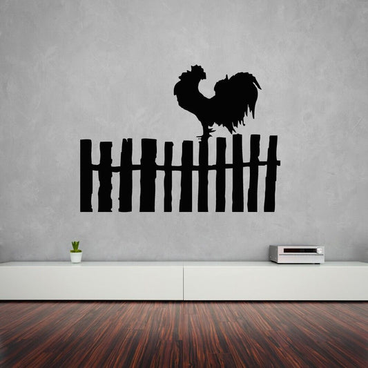 Wall Stickers Vinyl Decal Rooster Bird Farm Village Fence Nice Decor (ig990)