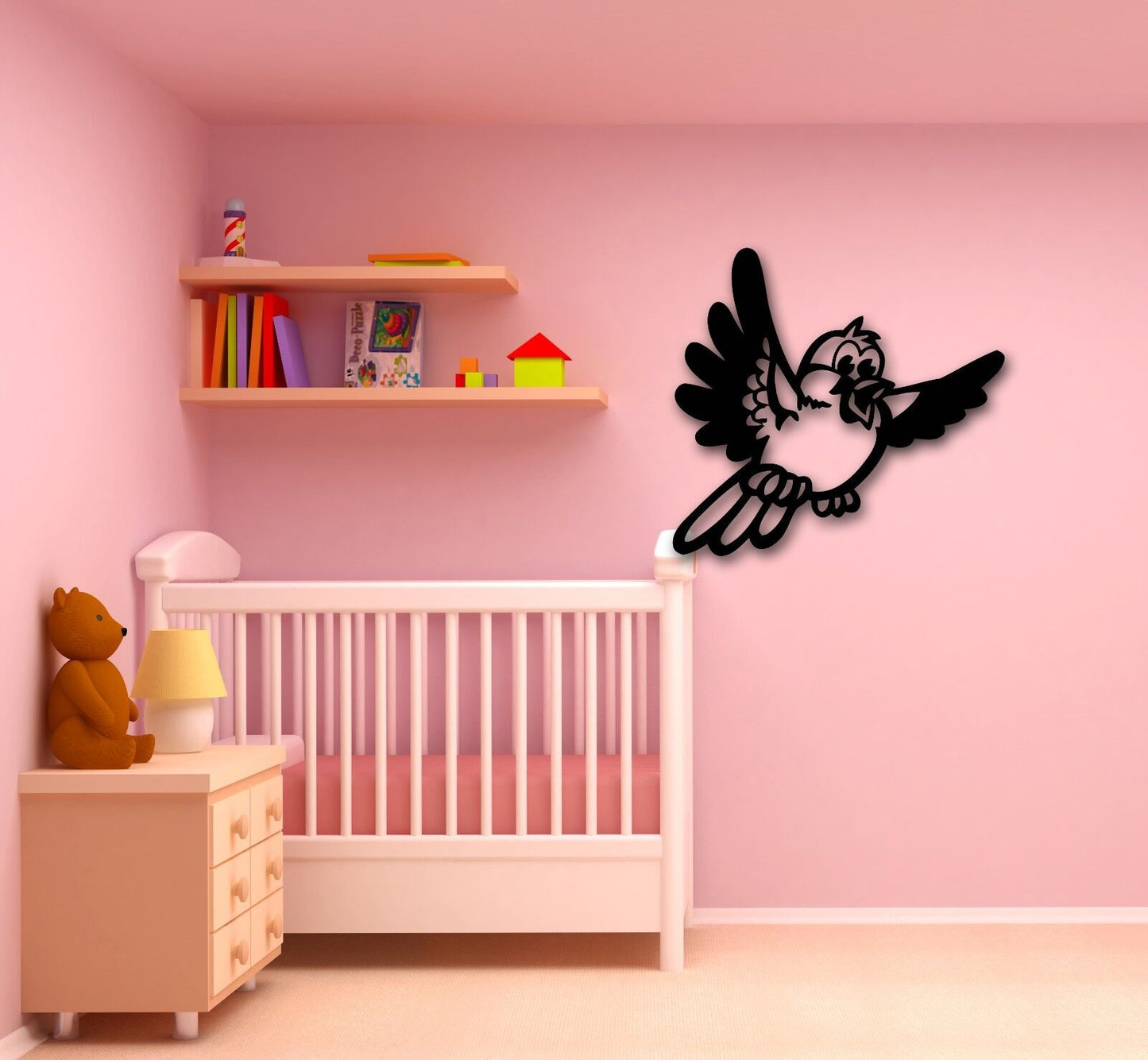 Autocollants muraux en vinyle, décor de chambre d'oiseau drôle pour enfants et bébés (ig978)