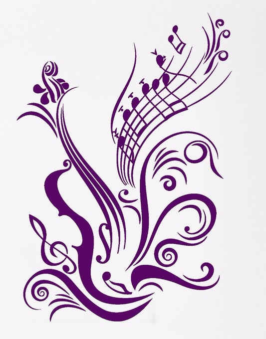 Vinyl Decal Wall Sticker Violin Notes Paper Music Record Studio Decor (ig965)