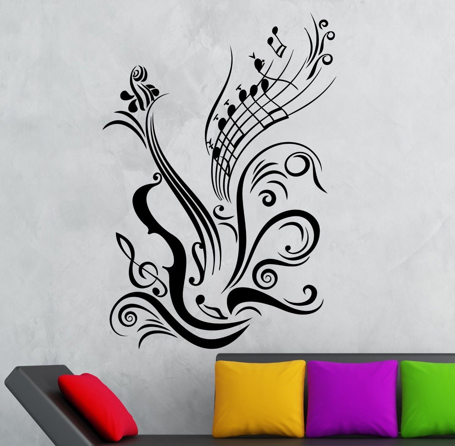 Vinyl Decal Wall Sticker Violin Notes Paper Music Record Studio Decor (ig965)