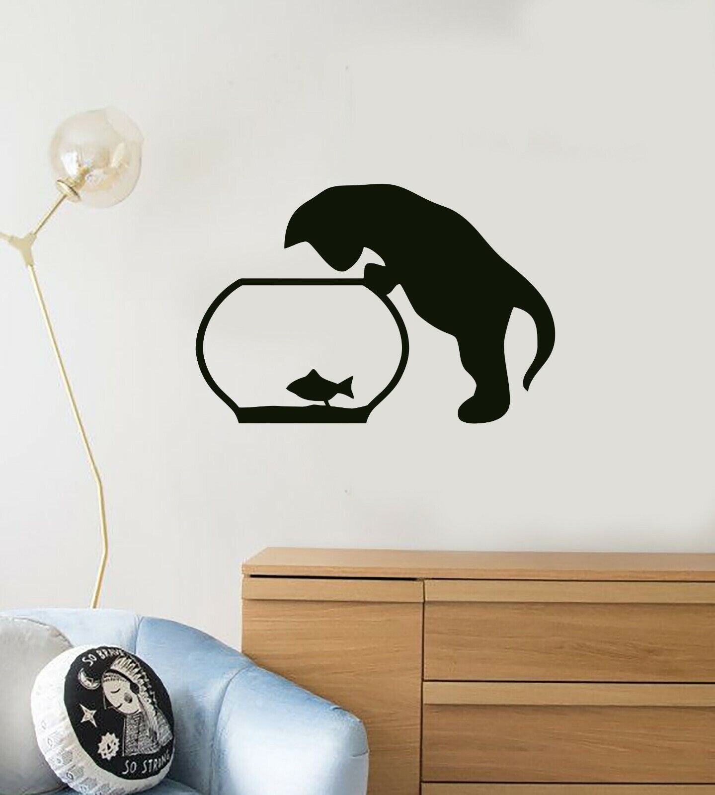 Autocollants muraux en vinyle, étiquette chat Animal Aquarium, superbe décor pour chambre d'enfant (ig953)