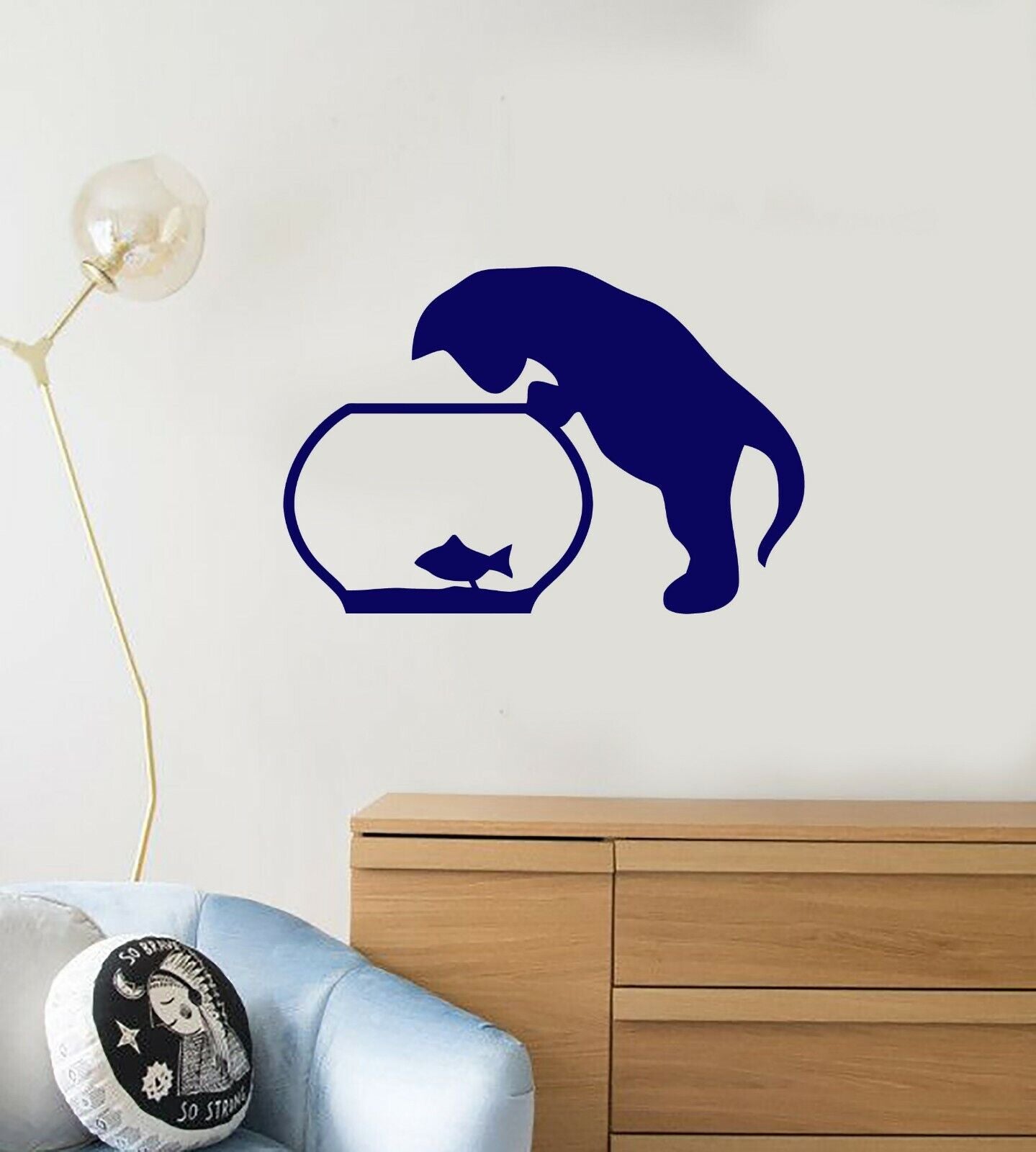 Autocollants muraux en vinyle, étiquette chat Animal Aquarium, superbe décor pour chambre d'enfant (ig953)